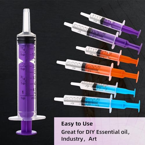 50pcs 5ml Syringes with Caps for Industry Lab Pet Feeding (Purple) - color: Purple, size: 5ml-50Pack
