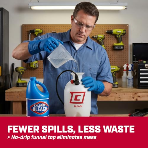 Chapin 1-Gallon Bleach Pump Sprayer, Resistant Seals for Cleaning | Chemical-resistant tank and seals; for mold treatment, sanitizing, fungicides and cleaners with filtration and 34in hose - size: 1-Gallon Bleach Sprayer