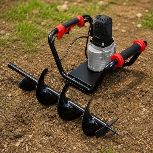 XtremepowerUS 1500W Electric Post Hole Digger Earth Auger Dig Hole Fence Post Hole Digging, Tree Planting with 6" Digging Auger Bit Set, 3/4" Shaft