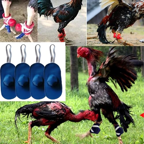Chicken Shoes Gamefowl Rooster Supplies Rooster Booster Chicken Boots Mitt para Gallos Hen Gamefowl Supplies Fighting Protection 2 Pairs Bule and Yellow - color: Bule and Yellow