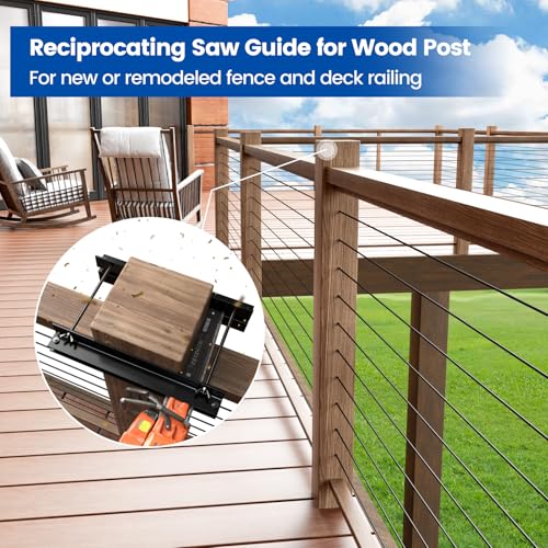Muzata Reciprocating Saw Guide Attachment for Cutting 6x6 Wood Posts M080 | Suitable for 0-45 Degree Cuts, Adjustable for Different Cutting Heights, Essential Tools Included, Hassle-free Installation - size: 6×6"