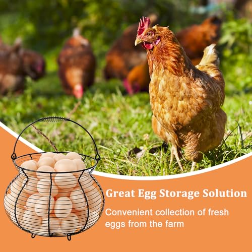 1 PCS Big Belly Wire Egg Baskets for Fresh Egg With Handle Egg Holder | Small Metal Wire Basket for Gathering Fresh Chicken and Duck Eggs, Hunting Basket & Countertop Egg Holder - style: Oval-1 Pack