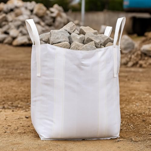 5 Pack FIBC Bulk Bags, 1 Ton Capacity Each, 2200lbs SWL Polypropylene | 35x35x43", Large Reusable Super Sacks for Yard Waste, Firewood, Grain(costales para maíz), Construction Debris, and More