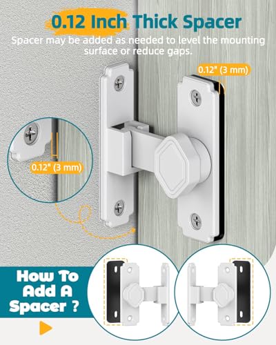 90 Degree Barn Door Lock, Rustproof Sliding Gate Latch, White 2Pcs | Multipurpose Security Lock for Bathroom, Cabinet, Pet Cage, Garden Shed, Window And Sliding Wooden Doors - color: White-2PCS