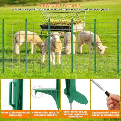 25 Pack Electric Fence Posts, 48 Inch (4 FT) Temporary Plastic Step-in Fence Post for Electric Fencing and Yard Protection