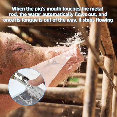 4 Pack Pig Waterer Nipple Kit, Hog Water Nipples for Barrels | Automatic Pig Nipple Water Drinker, 304 Stainless Steel, 28 mm Hole Opener, PTFE Tape, Pigs and Goats - color: Coppery-4 Pcs