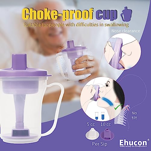 Dysphagia Regulating Drinking Cup for Swallowing and Disorders People,Dispenses 5cc or 10cc of Liquid Each Time,Helps to Prevent Choking - color: Purple