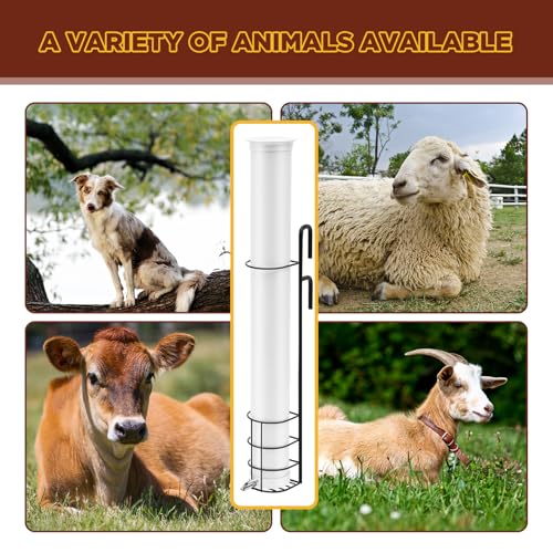 1 Sets Vertical Pig Waterer with Steel Nipples Cover and Cable Tie Adjustable Height Easy Mounting Drinker Kit for Pig and Other Livestock (White,Small)