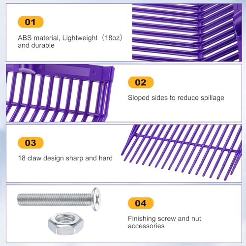 Lasnten 6 Pcs Manure Fork Head Bulk 18 Tines Pitch Fork Replacement Head with Screws and Nuts Durable Stable ABS Plastic Pitchfork for Horse Stall Picking up Manure(Purple) - color: Purple