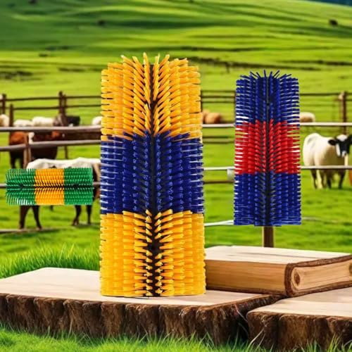 Livestock Scratching Brush Goat Donkey Cow Horse Cattle Itch Scratcher Post | Itch Relief, Livestock Grooming and Massage, Goat Scratching Post, Horse Brush, Cow brush - color: Yellow