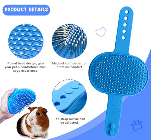 Pet Grooming Kit with Slicker Brush Bath Massage Glove Brush Pet Shedding Comb Nail Clipper Trimmer 6 Piece Set for Rabbit Kitten Guinea Pig Cat Chinchilla Ferret Small Animals - color: Blue