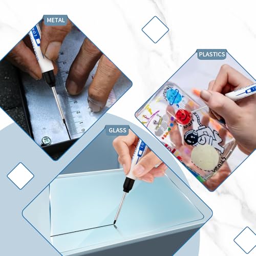 8 PCS Long Head Deep Hole Marker Pens,20mm Long Nib Marker, Longs Nose Markers, Waterproof Construction Markers Marking Tool,Permanent Markers Carpenter Ink marker Pens,Metal marking Pens03 - color: 8PCS-20MM-Red/White/Green/Black