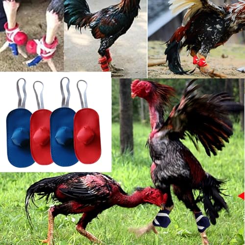 Chicken Shoes Gamefowl Rooster Supplies Rooster Booster Chicken Boots Mitt para Gallos Hen Gamefowl Supplies Fighting Protection 2 Pairs Bule and Red - color: Bule and Red