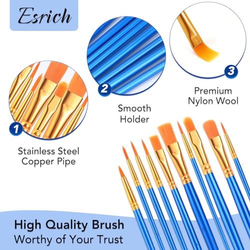 ESRICH 240PCS Paint Brushes, Paint Brush for Acrylic Painting | Artist Paintbrushes for Oil Watercolor, Body Face Rock Canvas, Small Paint Brushes for Kids - color: Blue, size: 240