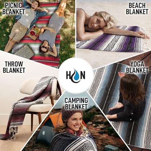 Hydration Nation Authentic Large Handwoven Mexican Striped Throw Blanket - Soft, Durable, Eco-Friendly - 70"x50" - Cotton Candy - color: Cotton Candy