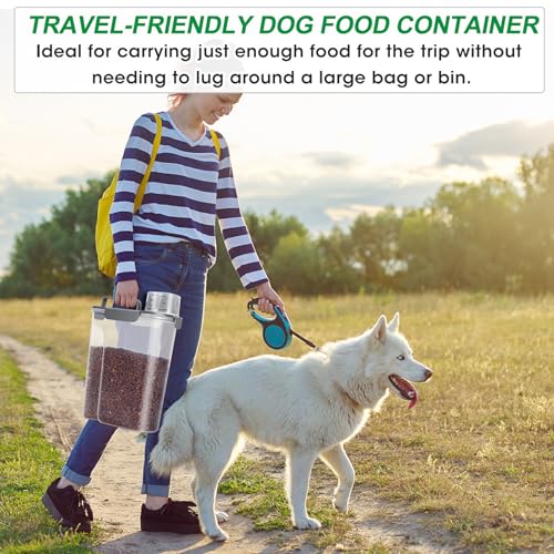 TBMax Large Cat Food Storage Container, Portable Dog Food Container with Upgraded Large Spout and Cup, Travel Pet Food Storage Dispenser for Small Animal Kibble Storage, Bird Seed Container - Grey - color: Dark Grey 6Qt