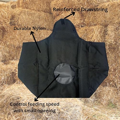 Intrepid International Black Nylon Hay Feeder Bag - Durable Bags for Horses and Livestock - Efficient Slow Feed Nets for Goats - Premium Quality Feeding Solution