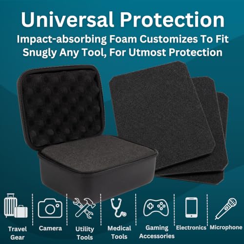 caseling 9.5" x 7.5" x 4.75" Hard Case with 3-Layer Pick and Pluck Foam | 3 pre-scored foam layers, TSA compliant travel case, rigid EVA shell, electronics and tech gear bag, smooth zippers - size: 9.5" x 7.5" x 4.75"