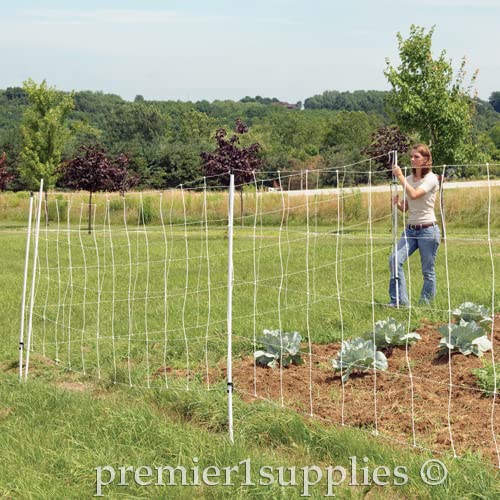 Premier 1 Deer QuikFence® Electric Fence – Deer Protection – 60"H x 100'L | White/black, double spike. Semi-permanent deer fence. Protects gardens, orchards & wind breaks. Energizer sold separately.
