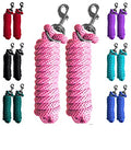 Majestic Ally Pack of 2 Solid Poly Lead Rope for Horses & Livestock – 10 Foot Long and 5/8 inch Thick - Replaceable Heavy-Duty Bolt Snap – Handmade – Soft, Broken in Feel (Pink) - color: Pink