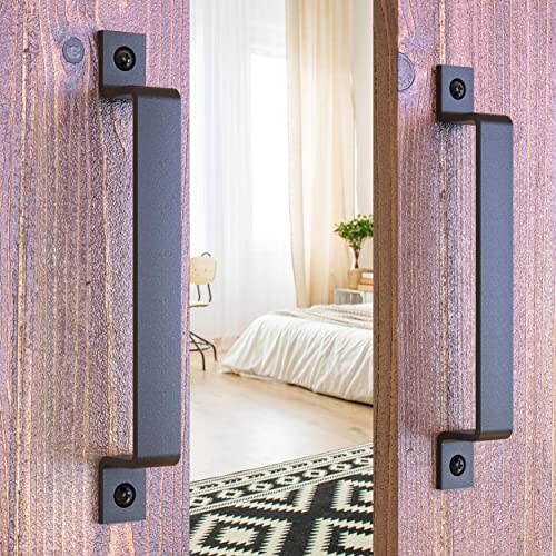 2-Pack 10 Inch Straight Bar Barn Door Handle - Black Cast Iron Pull for Sliding Doors, Gates, Sheds, Fences, Closets - Indoor Outdoor Farmhouse Hardware - size: 10" - 2 Pack, style: Straight Bar