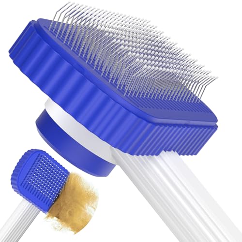 Dog Brush, Cat Brush for Long Haired Cats | Remove Loose Fur Undercoat and Mats, Rounded Pins Reduces Painful Pulling, Not for Tangle and Curly Fur, Sapphire - color: Sapphire