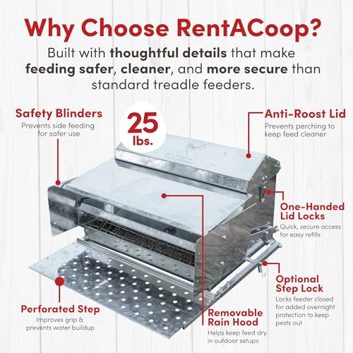 RentACoop Automatic Treadle Chicken Feeder - 25 lb Capacity - style: 25LB Treadle Feeder