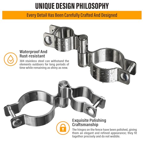 2 Pack 2-3/8" x 1-3/8" Chain Link Fence Gate Hinge, 304 Stainless Steel Heavy Duty Male Female Post Hinges with Bolts and Nuts - color: 2-3/8", size: 1-3/8"