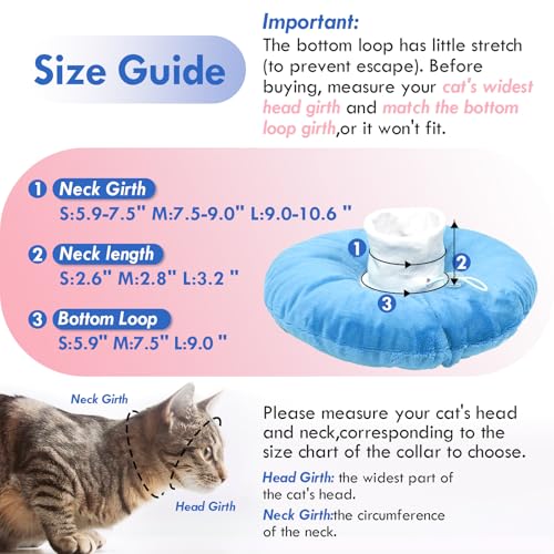 Cat Cone Collar Soft, Adjustable & Lightweight Kitten Elizabethan e Collar to Stop Licking After Surgery, Ideal for Wound Recovery, Durable & Machine Washable, Blue Small - color: Blue, size: Small(Neck:5.9")