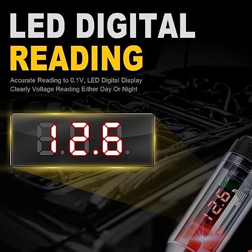 Automotive Test Light 5-90V Digital LED Circuit Tester with Voltage Display, Auto Bidirectional Light Tester, Electrical Voltage Tester with Extended Spring Wire & Probe for Car/RV/Vehicles