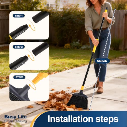 Yocada Heavy-Duty Broom Outdoor Commercial Broom 54Inch | for Courtyard Garage Lobby Mall Market Floor Home Kitchen Room Office Pet Hair Rubbish - size: 54 Inch (Pack of 1)