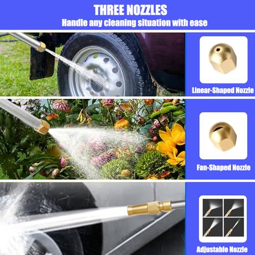 High Pressure Power Washer Wand, Watering Sprayer Cleaning Tool, Hydro Jet Water Hose Nozzle, Wand Lance for Gutter Patio Car Pet Window blue - color: Blue