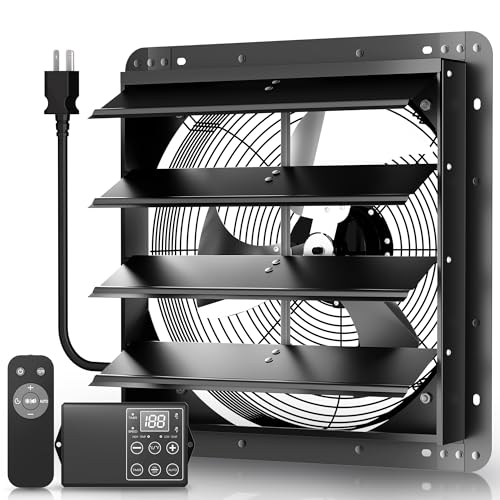 Xcity 24" Smart Shutter Exhaust Fan with Remote, 150W | Remote-controlled 3100 CFM exhaust fan with variable speed, timer and 6 ft power cord for easy setup - size: 24 Inch