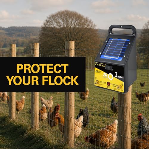 Zareba Solar Powered Low Impedance Electric Fence Charger - 2 Mile Solar Powered Electric Fence Energizer, Contain Small Animals and Keep Out Predators - ESP2M-Z