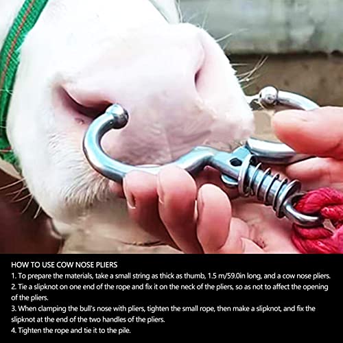 Stainless Steel Bovine Nose Ring - Automatic Spring Nose Pliers & Clamp for Cows and Other Farm Animals