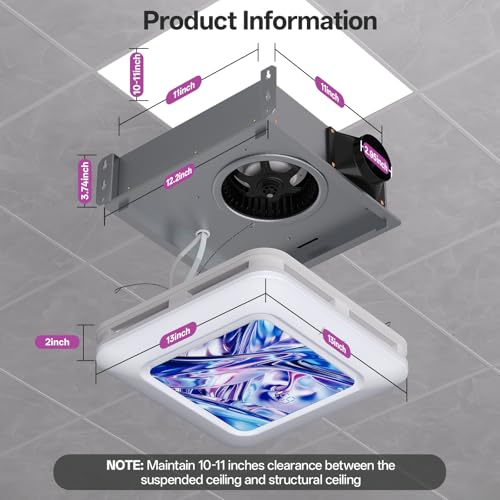 RexTact Bathroom Fan with Humidity Sensor,230 CFM 1.0 Sone Bathroom Exhaust Fan with Light,Ventilation and Exhaust Fan with Remote Control and Timer Function,Violet Blue - color: Violet Blue