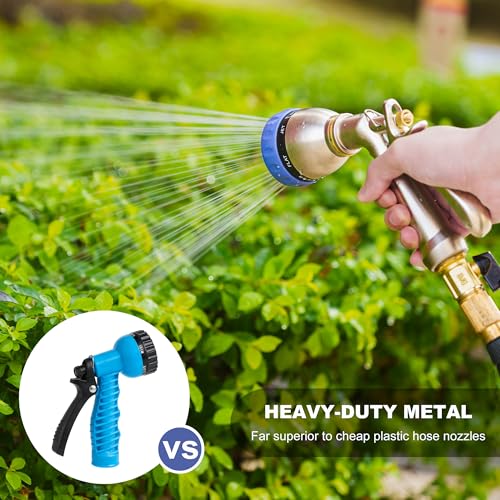 HOSUN Heavy Duty Garden Hose Nozzle, 100% Metal Adjustable Water Sprayer | 7 Spray Patterns, Rear Trigger with Lock, Durable Sturdy, High Pressure, Lawn Watering, Car Wash, Pet Cleaning