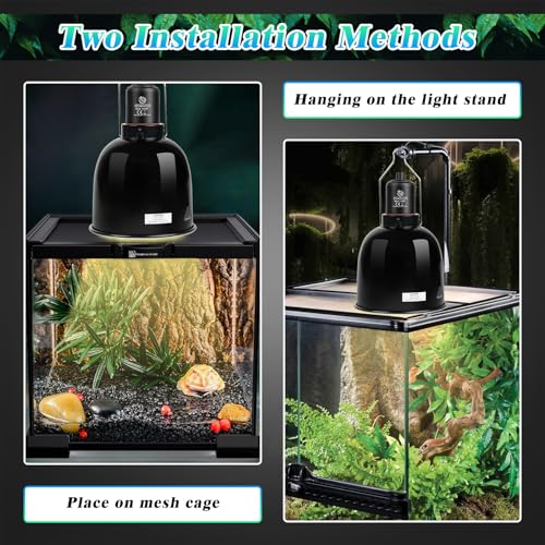 Reptile Light Fixture with Dimming Thermostat, 5.5 Inch Deep Dome Light Fixture with Timer, Reptile Aluminum Dome Fixture for Basking/Heat/UVA/UVB Lamp Bulb - size: 5.5in Deep Dome(Temperature Display)