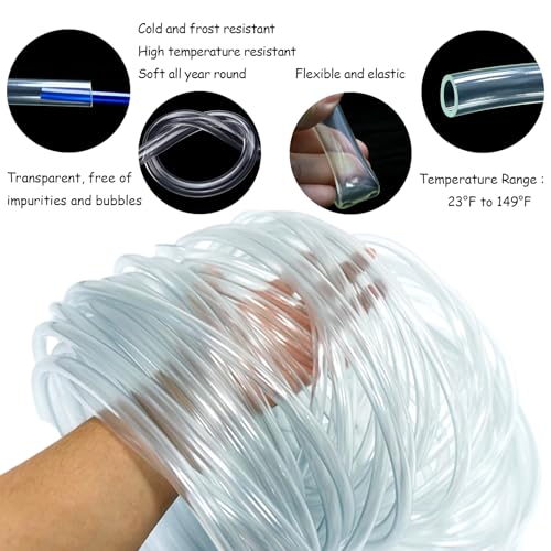 50 Feet PVC- 3/16" ID Clear Vinyl Tubing Food Grade Multipurpose Tube for Beer Line, Kegerator, Wine Making, Aquaponics, Air Hose - size: 3/16" ID, style: 50 Feet