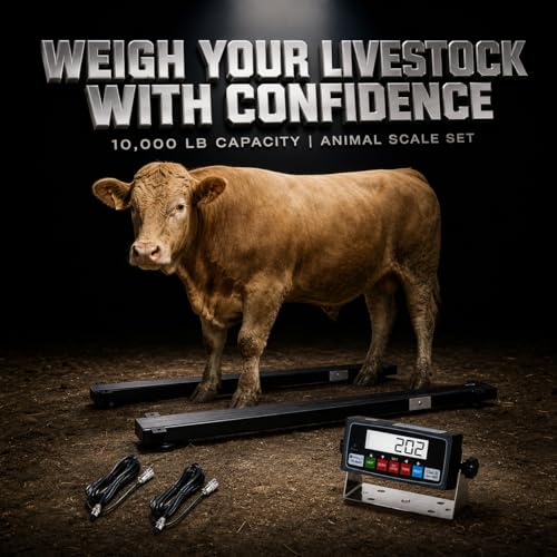 Livestock Weigh Beam Scale 10000lb Capacity with PS-IN202 Indicator, Heavy Duty Livestock Scale for Cattle, Hogs, Goats, Sheep, Chutes, Alleys, and Cage Weighing(36") - size: 36"