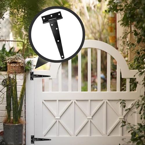 Murtenze 12 Inch T-Strap Barn Door Hinges, Black, 2PCS | Heavy Duty, Gate Strap Hinges, Wrought Iron Hardware, For Wooden Fences Yard, Rustproof - color: Black, size: 12 Inch - 2Pack