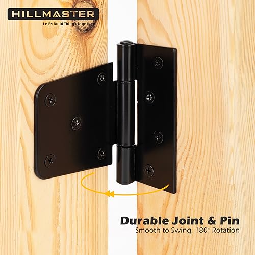 HILLMASTER 3.5 inch Heavy Duty Gate Hinges Fence Door Hinges Durable Gate Strap Hinge for Indoor Outdoor, Gate Hardware Kit for Shed, Wooden Fences, Vinyl Fence Gate, Barn Door, Garage, 4 Pack - size: 4 Pack