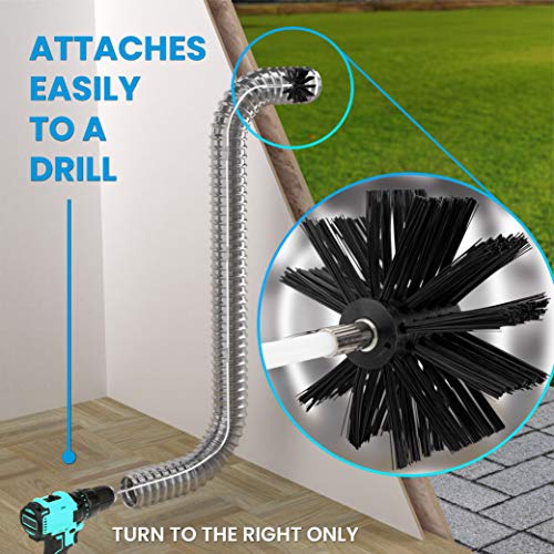 The Professional Dryer Vent Cleaner Kit -(20-Feet) Innovative Lint Remover Reusable Strong Nylon| Flexible Lint Brush with Drill Attachment for Faster Cleaning - size: 20 feet