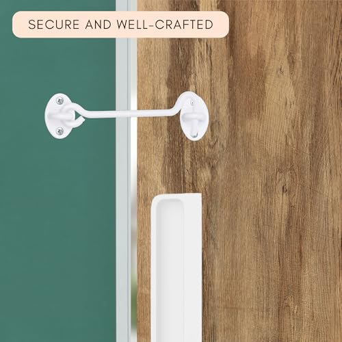 Eco-Fused 6-inch Heavy Duty Hook and Eye Latch - 1x Barn Door Lock (White), 4X Mounting Screws - Powder Coated Stainless Steel Hooks for Door, Windows, Sheds, Fences, Gates, Closets, Cabinets - color: 1 set: 6 inch - White