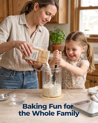 Lorzon 47 oz Large Glass Wide Mouth Sourdough Starter Jar Kit | Mess-free feeding, Flexible storage, Growth and temperature tracking, Effortless stirring, Sourdough bread baking supplies