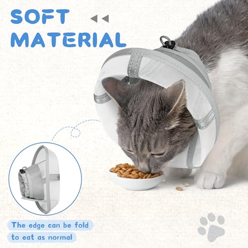 Supet Cat Cone Collar Soft, Air Mesh Recovery Collar to Stop Licking, Breathable Neck Cone Alternative, Lightweight Cat Head Cone Anti Scratch (White,S) - color: White, size: S