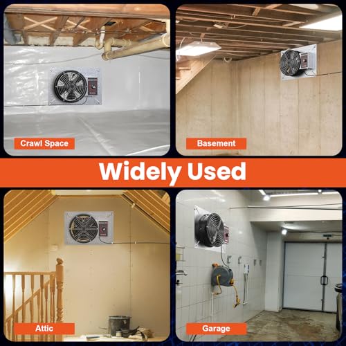 Abestorm 8.7 Inch Crawlspace Ventilation Fan with Humidistat 540 CFM | Smart Digital Panel,Temperature Controller, Moisture Reducing, for Crawl Spaces Garage Attic with Isolation Mesh, IP 55 Rated