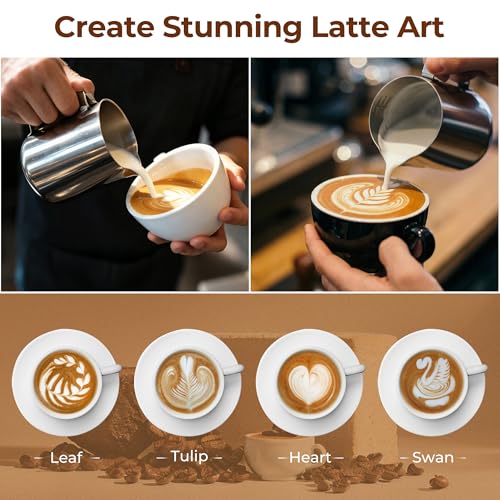 32oz Milk Frothing Pitcher, 304 Stainless Steel | 12oz/20oz/32oz Milk Frother Cup with Measuring Scale & Latte Art Pen for Espresso, Coffee, Cappuccino - size: 32 Ounces