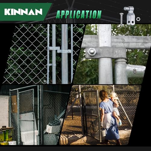 KINNAN 1-5/8" Chain Link Fence Gate Male Hinge, Heavy Duty Galvanized Steel, Gate Hinges with Bolts and Nuts, Durable Fence Hardware for Secure and Long Lasting, Easy Installation (2 Pack) - size: 1-5/8