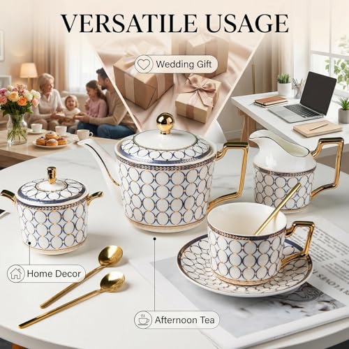 CwlwGO-European style cup and saucer set, 7 oz (about 198.4 grams) bone china exquisite glazed platinum tea cup and saucer (two sets), golden spoon, mug, cappuccino, latte, MOCHA, elegant female suit. - color: 2 pack
